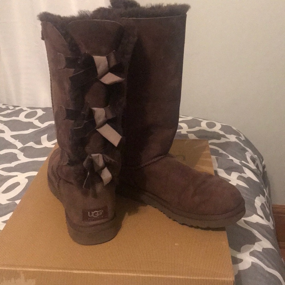 Ugg Bailey Bow Tall chocolate boots size 8